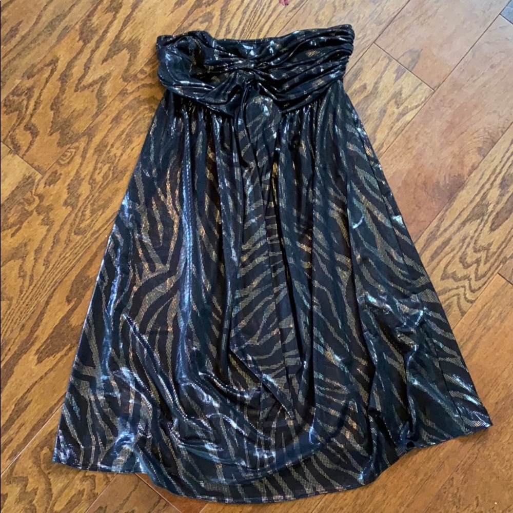 Express Little Black (and Silver) Strapless Dress